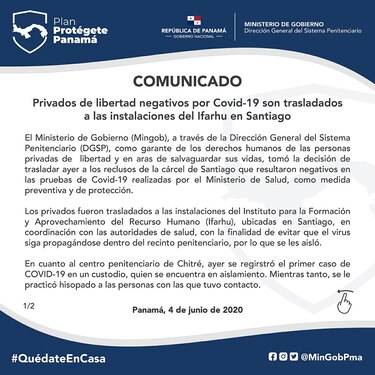 Aumenta a 702 la cifra de privados de libertad con coronavirus en el país