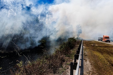Alerta por humo en Florida mientras sigue sin control incendio forestal en los Everglades