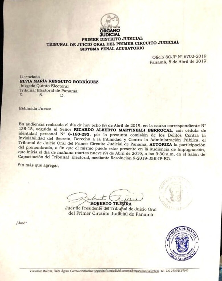 Ricardo Martinelli estará presente en audiencia de impugnación a sus candidaturas