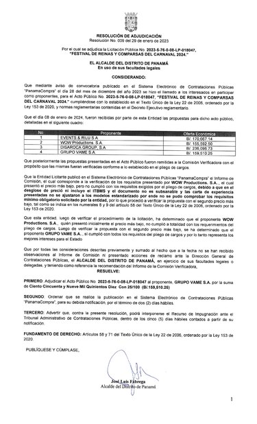 Fábrega adjudica el contrato para organizar el Festival de Reinas en la cinta costera; costará $159,510