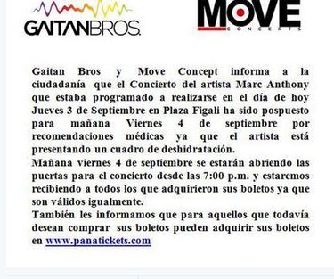 Posponen concierto de Marc Anthony en Plaza Figali