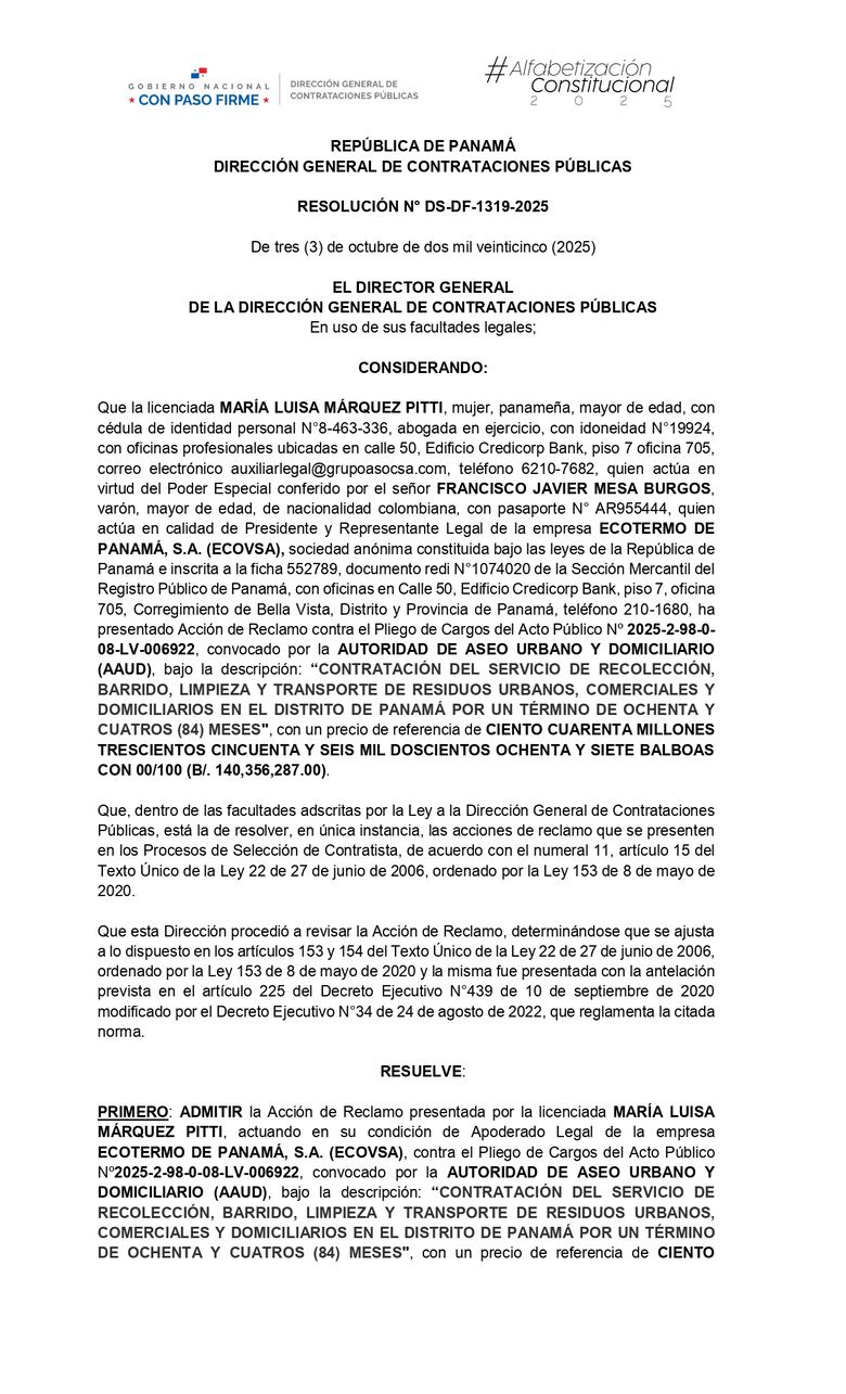 Reclamo frena licitación de $140.3 millones para recolección de basura en Panamá