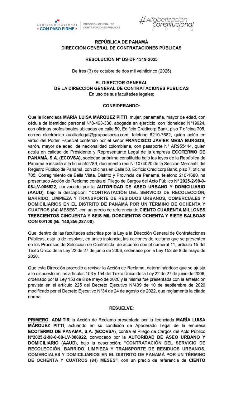 Reclamo frena licitación de $140.3 millones para recolección de basura en Panamá