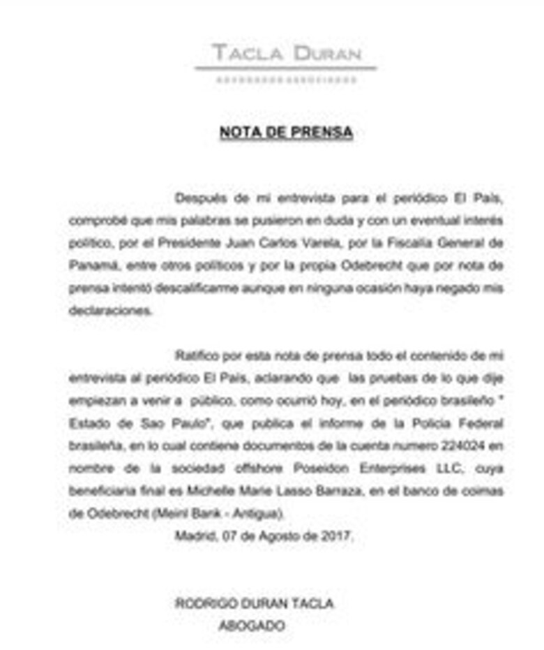 Rodrigo Tacla Durán se defiende ante 'descalificaciones' en su contra