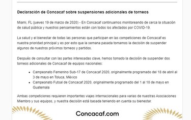 El Premundial de fútbol sala y el femenino Sub-17, también suspendidos