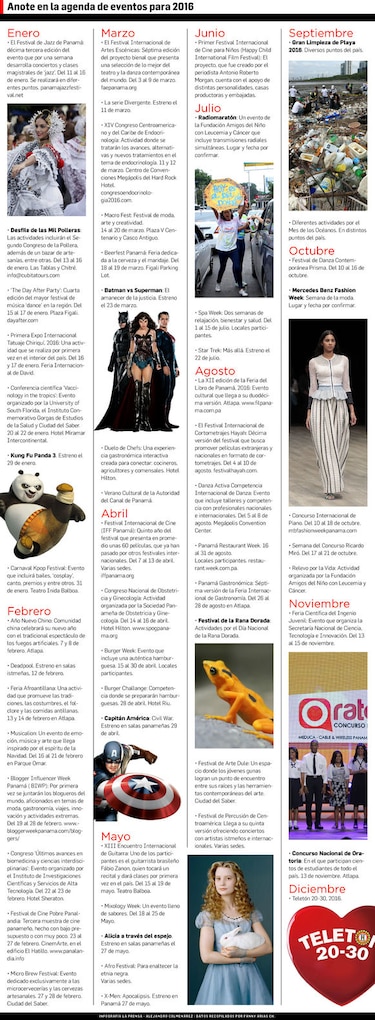 Eventos culturales, de entretenimiento y más en la agenda de 2016