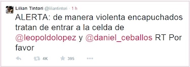 Lilian Tintori denuncia un operativo violento contra Leopoldo López y Daniel Ceballos