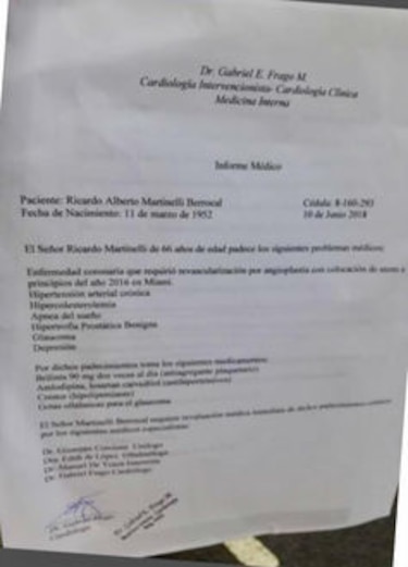 Marta de Martinelli dice que el expresidente regresa al país ‘por temas de salud’