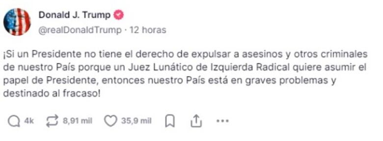 Trump y los republicanos se activan para destituir al juez que bloqueó las deportaciones