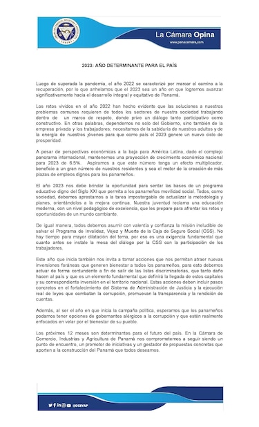 Cciap pide voluntad de todos los sectores para enfrentar problemas nacionales, entre ellos educación y CSS