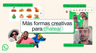 WhatsApp añade reacciones a mensajes con doble toque, ‘stickers’ de selfis y más de 30 fondos y efectos para fotos