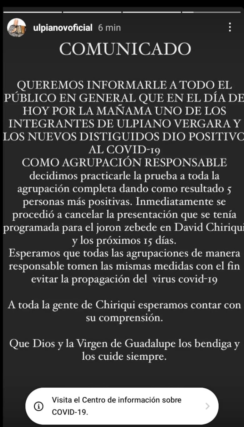 Detectan seis casos de Covid-19 en el conjunto del acordeonista Ulpiano Vergara