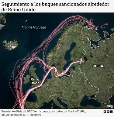 Cómo casi 200 barcos de la ‘flota fantasma’ de Rusia han seguido navegando por el Canal de la Mancha