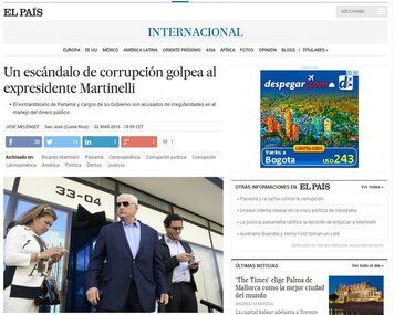 Diario 'El País' se hace eco de casos de corrupción en la era Martinelli
