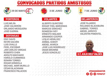 Dely Valdés revela lista de convocados para amistosos de Panamá