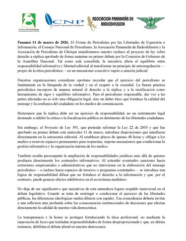 Gremios advierten que reforma al derecho a réplica podría afectar la libertad de prensa