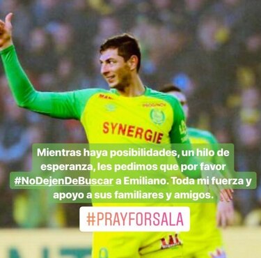 Messi pide que se siga buscando a Emiliano Sala