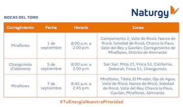 Trabajos de mantenimiento en la red eléctrica del 1 al 7 de septiembre 2025