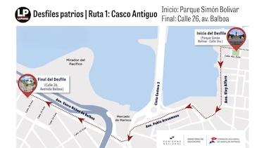 Estas son las rutas de los desfiles patrios del 3 y 4 de noviembre en la ciudad de Panamá