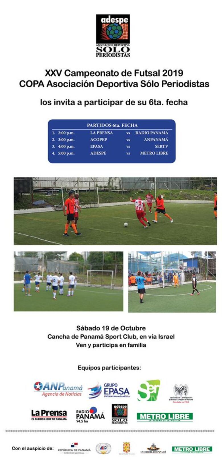 Sexta jornada de expectativas este sábado en la liga Solo Periodistas