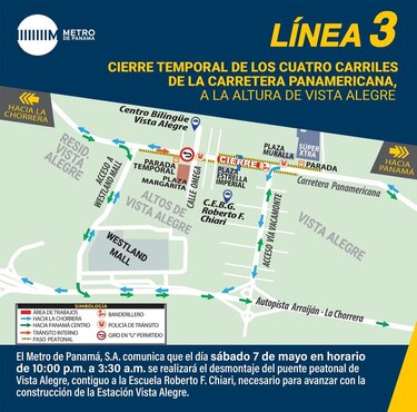 Esta noche cerrarán cuatro carriles de la Panamericana a la altura de Vista Alegre