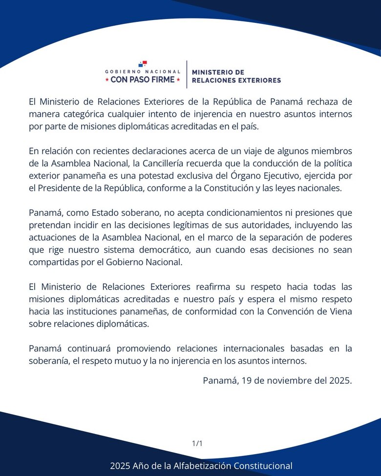 Cancillería ‘rechaza de manera categórica’ presiones de la embajada China por viaje de diputados a Taiwán