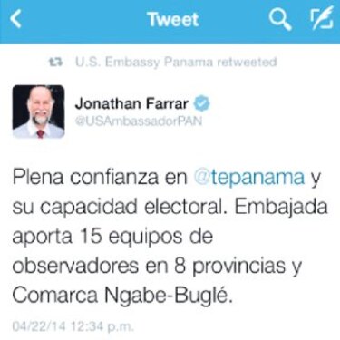 Embajador Farrar da espaldarazo al TE