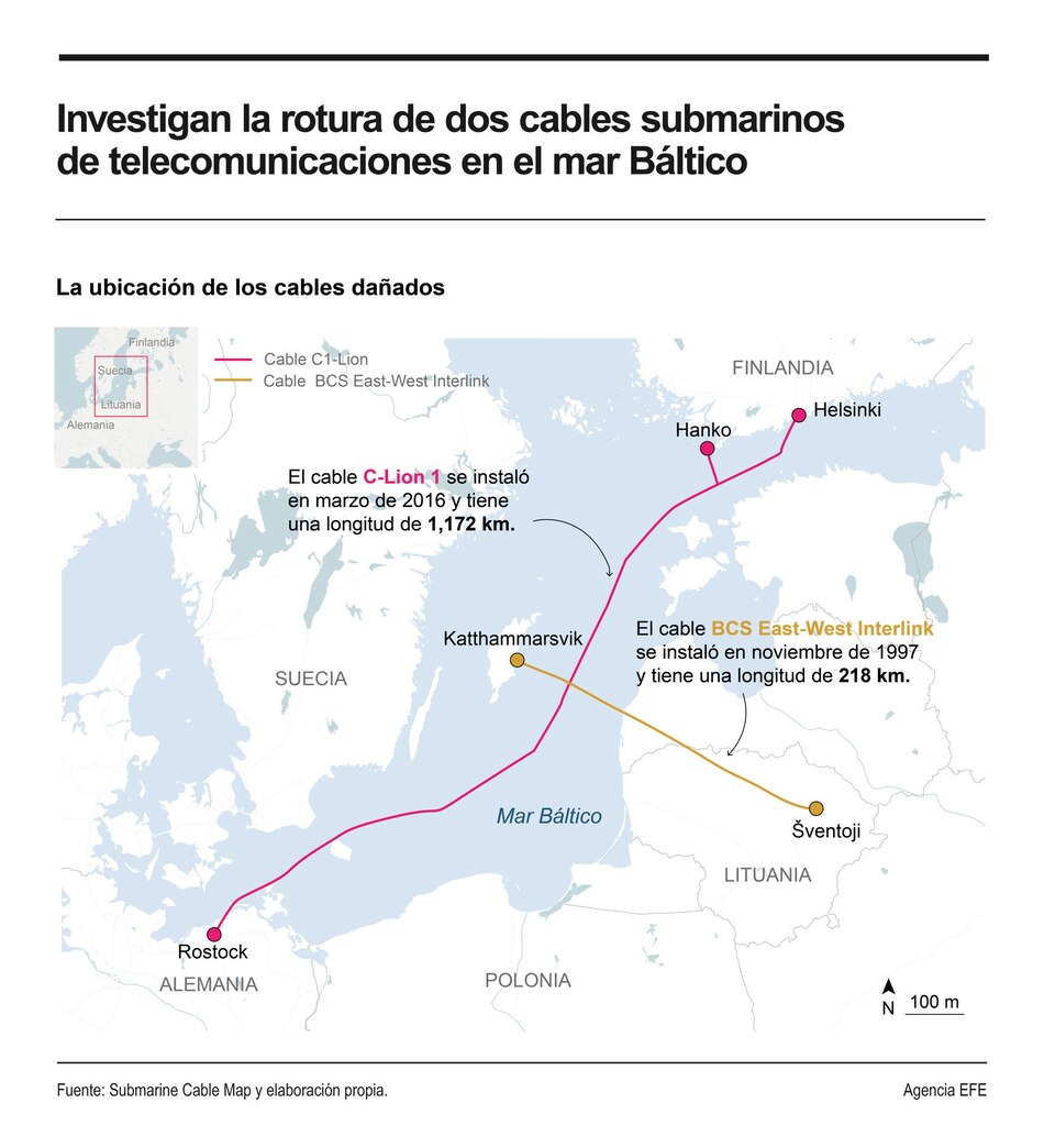 Suecia detectó movimientos de barcos que se corresponden con daños a cables submarinos