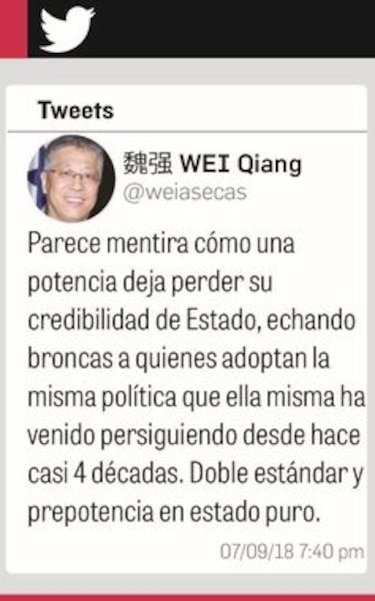 China tilda de prepotencia decisión de Estados Unidos