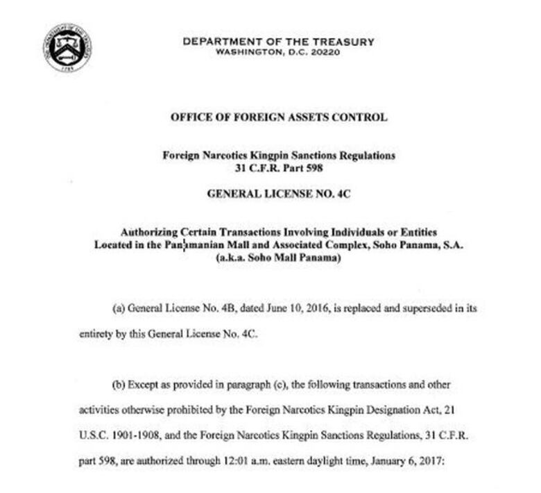 OFAC extiende licencia a Soho Mall