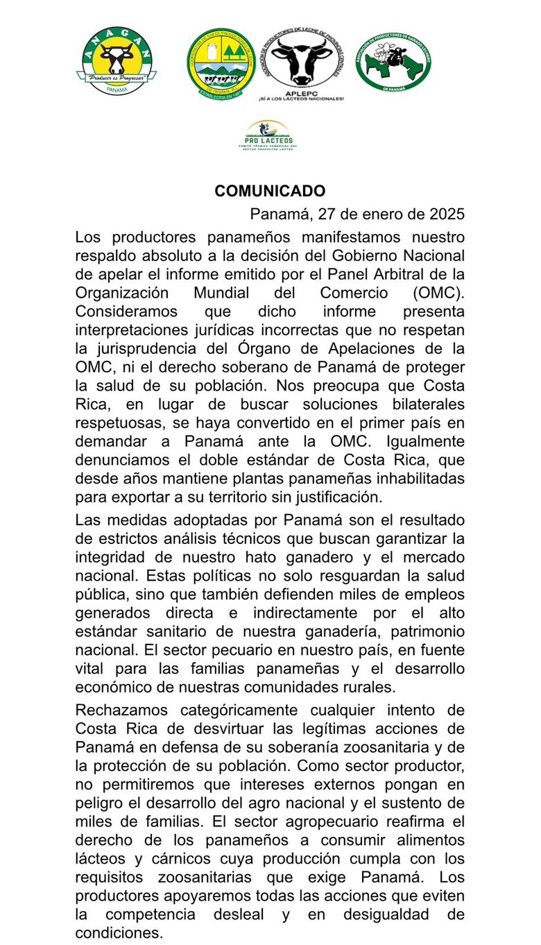 Productores panameños cierran filas: respaldan apelación contra fallo de la OMC en disputa con Costa Rica