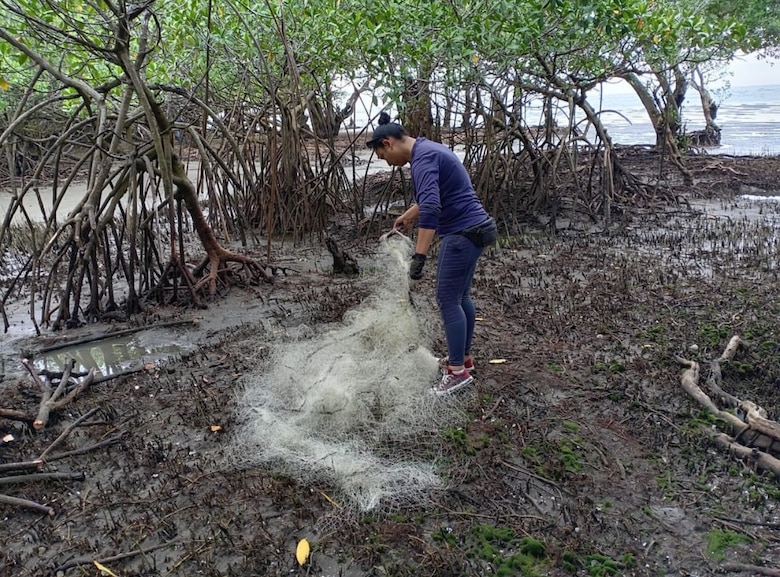 Retiran redes fantasmas de manglares en Coclé