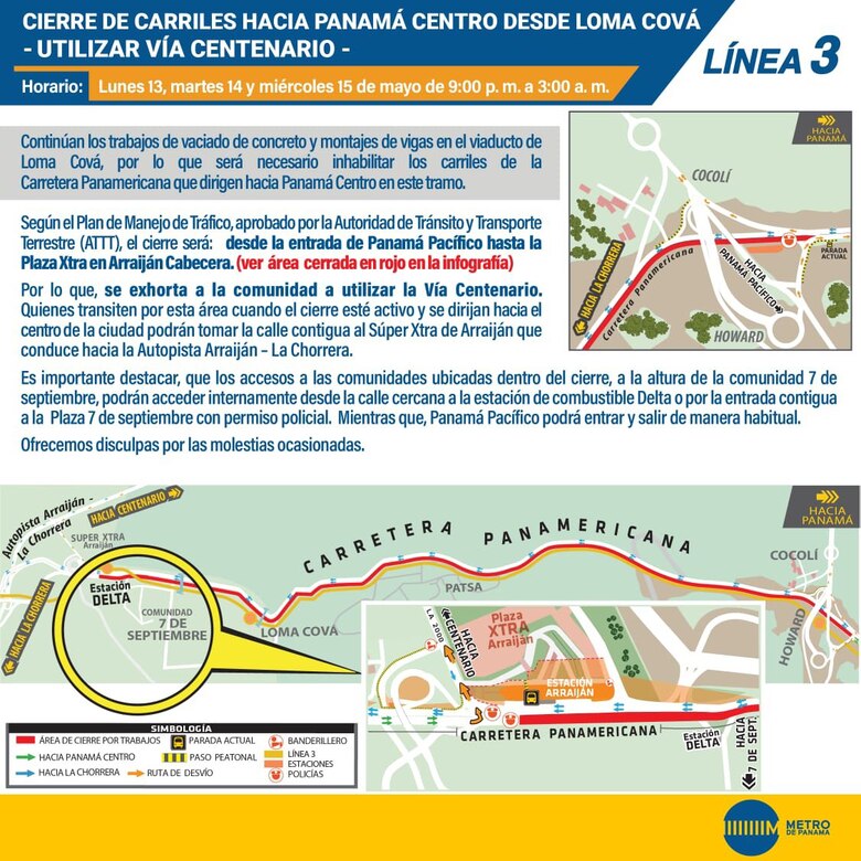 Anuncian cierre vial en dirección a la capital por trabajos en el viaducto de Loma Cová