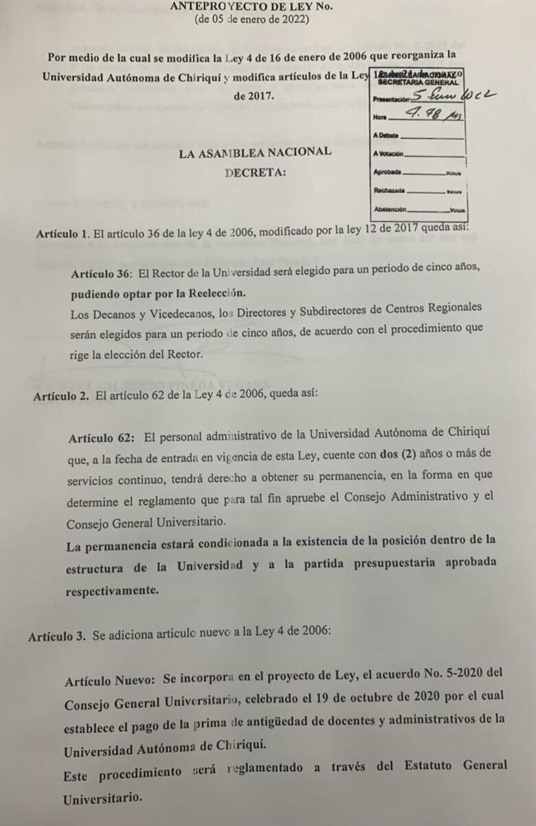 Presentan iniciativa de ley que permitiría la reelección indefinida en la rectoría de la Unachi