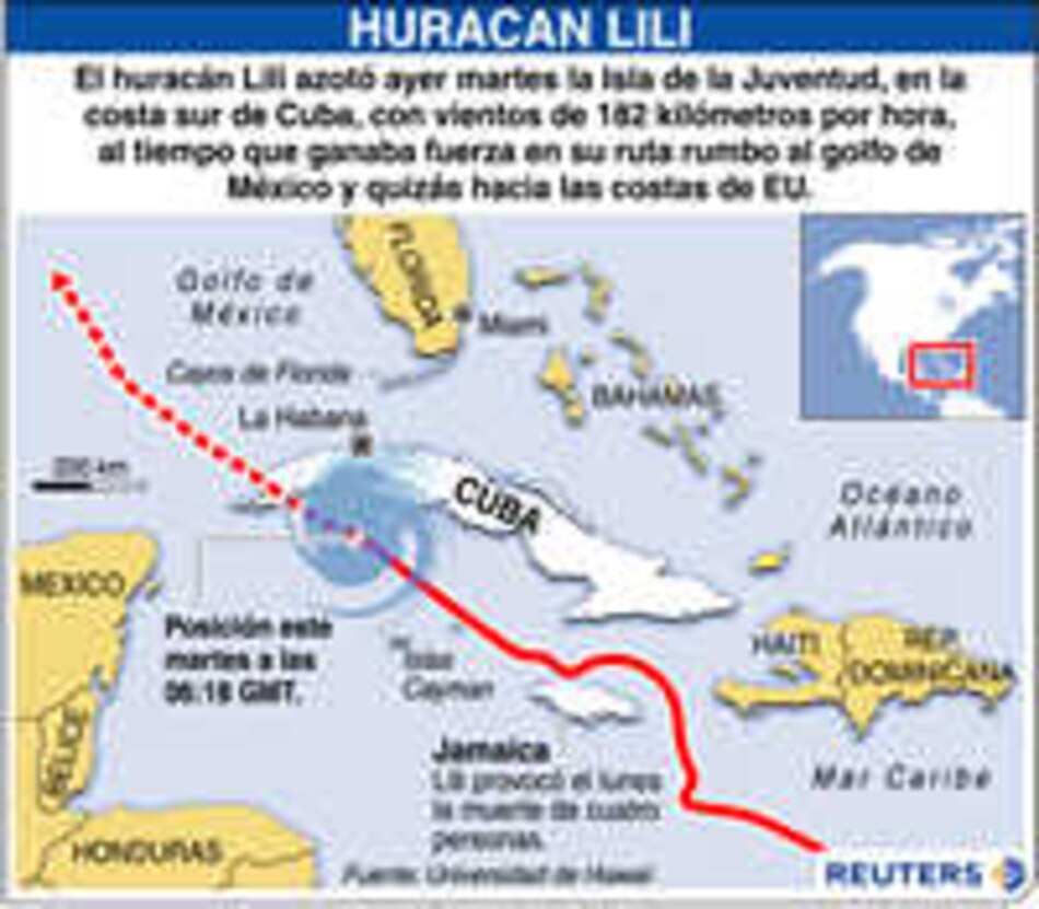 Huracán Lili azota territorio cubano