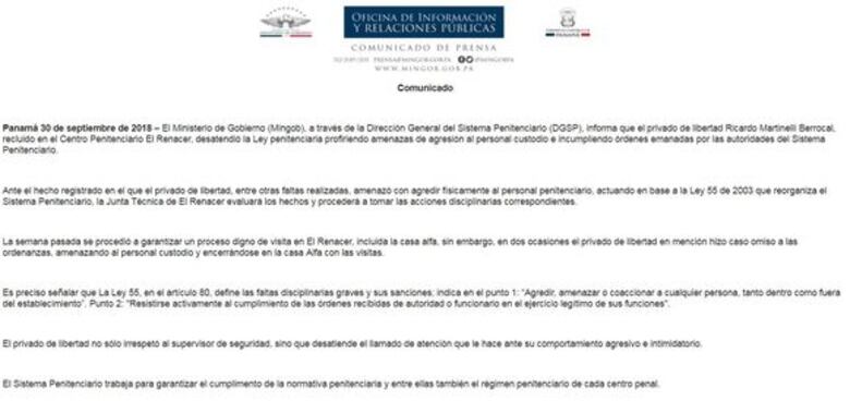 Nuevo escándalo en El Renacer: Martinelli amenaza a custodios