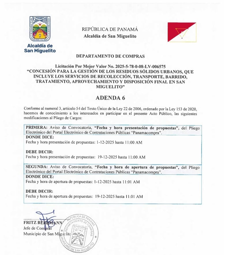 Licitación de residuos en San Miguelito suma nueva prórroga,  por solicitud de empresas