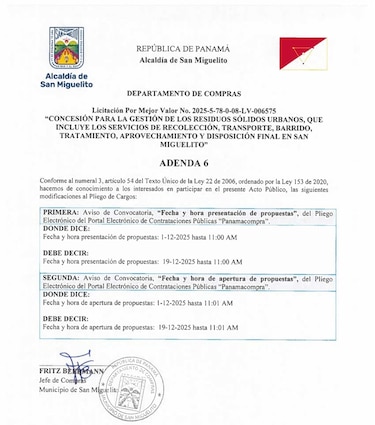 Licitación de residuos en San Miguelito suma nueva prórroga, por solicitud de empresas