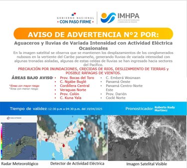 El Instituto de Meteorología emite aviso de vigilancia por lluvias y actividad eléctrica