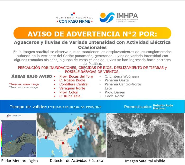 El Instituto de Meteorología emite aviso de vigilancia por lluvias y actividad eléctrica