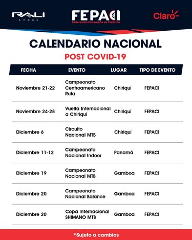 El ciclismo nacional está listo para iniciar el 3 de octubre próximo