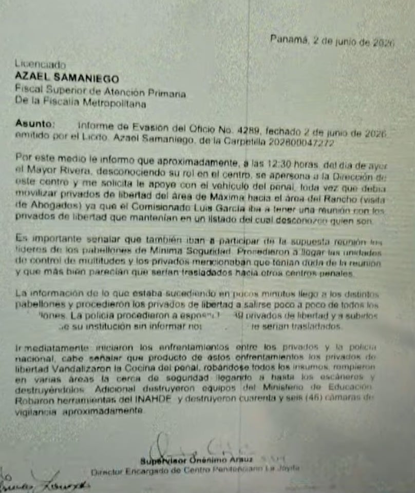 Documento explica cómo se dio la fuga en La Joyita.