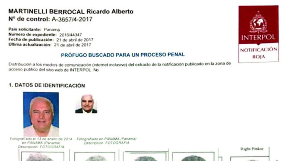 Alerta roja de Interpol para detener a Ricardo Martinelli está en vigencia en 180 países
