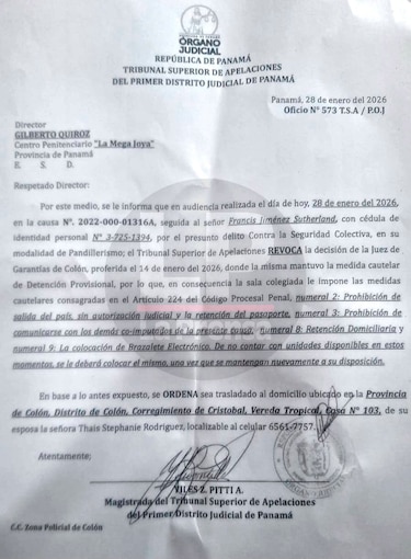 Tribunal revoca detención provisional al presunto líder de la pandilla “Killa” y ordena arresto domiciliario