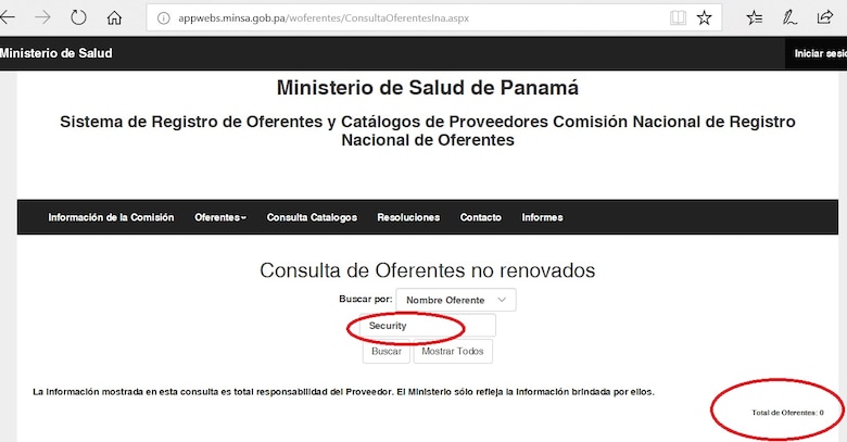 Ministerio de Salud rechazó las mascarillas y guantes de Security Equipment Inc.