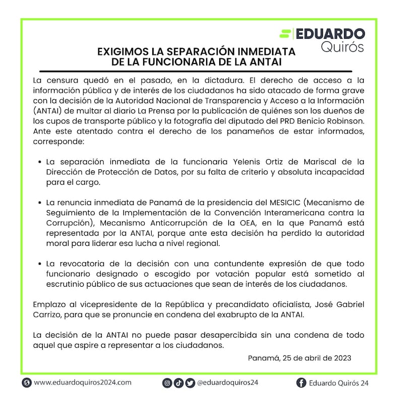 ‘Un grave precedente’, un ‘absurdo’, ‘aberrante’... las reacciones por la multa de Antai a La Prensa por la foto de Benicio Robinson
