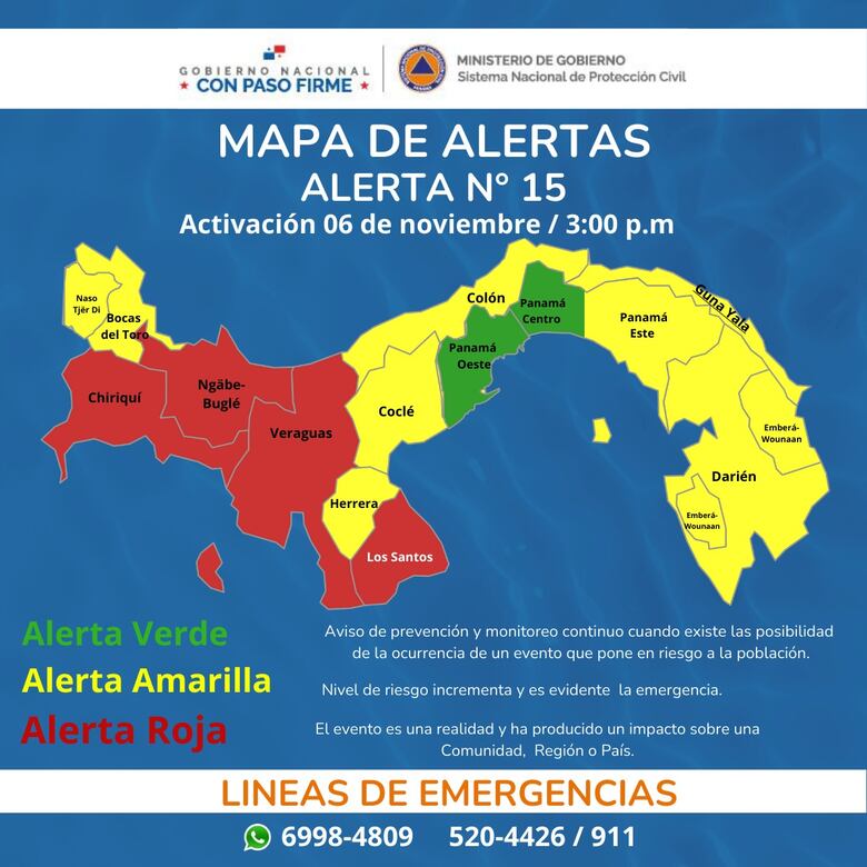 Sinaproc reduce alerta roja en varias provincias tras mejora de las condiciones climáticas