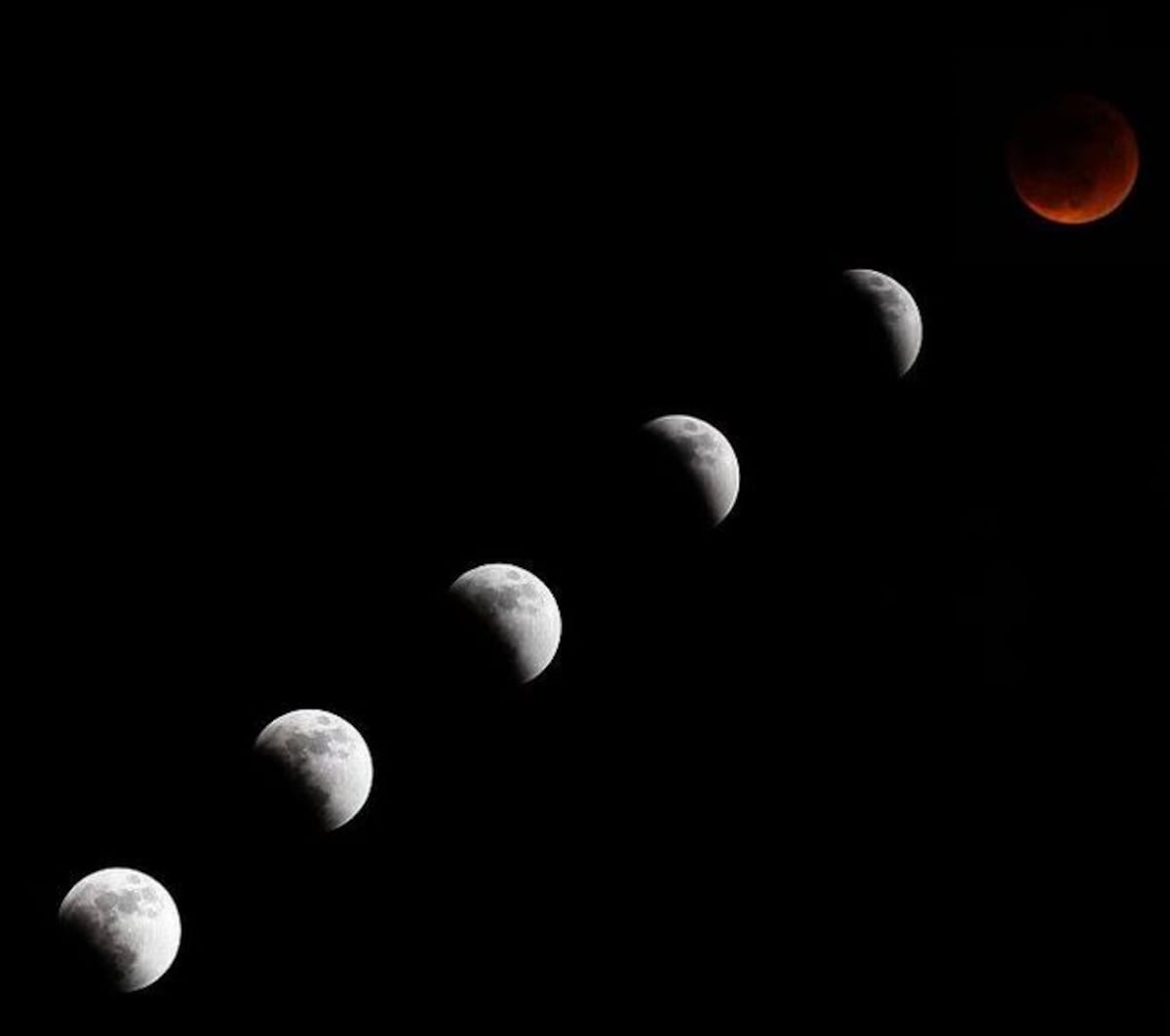 Una hermosa noche con un eclipse de superluna