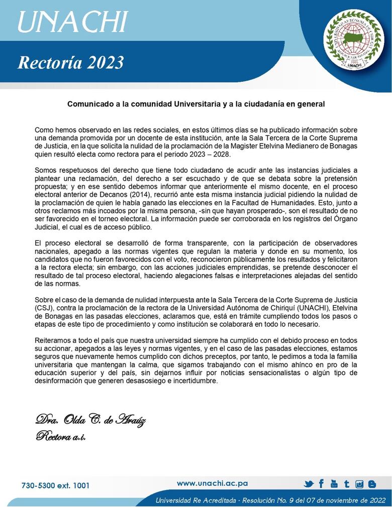 Avanza demanda de nulidad contra proclamación de la rectora de Unachi