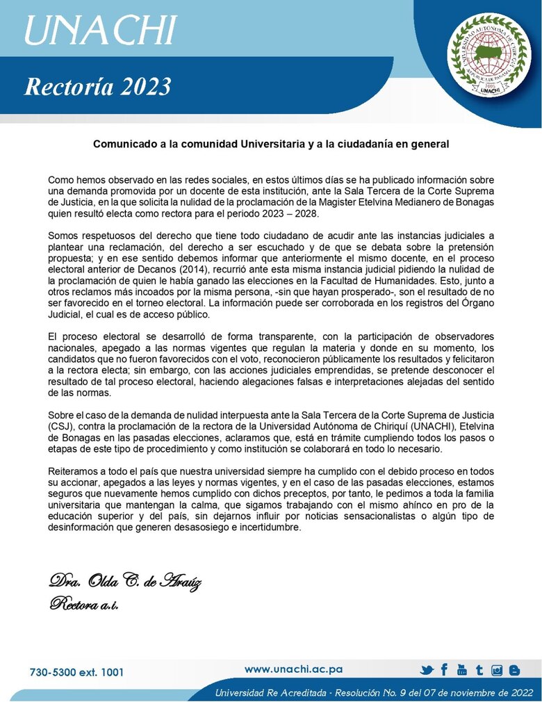 Avanza demanda de nulidad contra proclamación de la rectora de Unachi